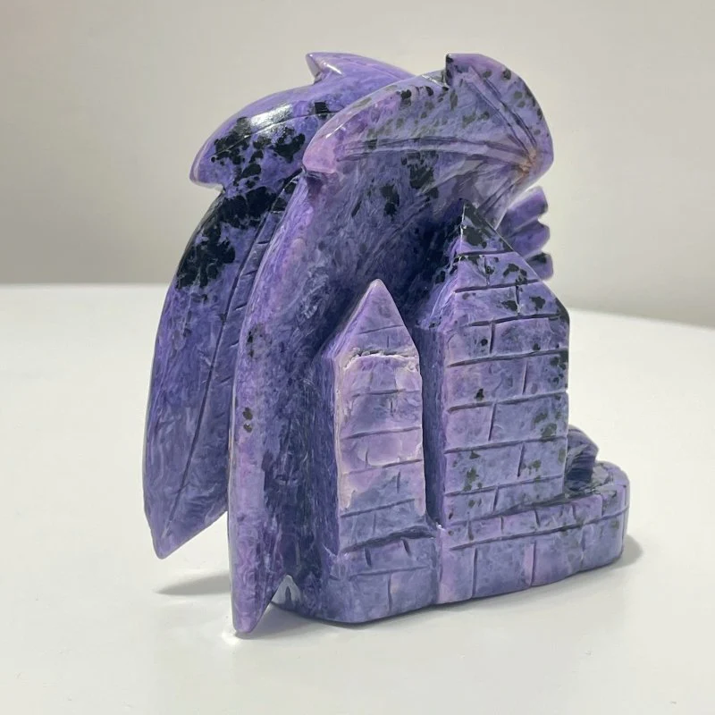 Unique Charoite Flying Dragon Carving #4 - Image 4