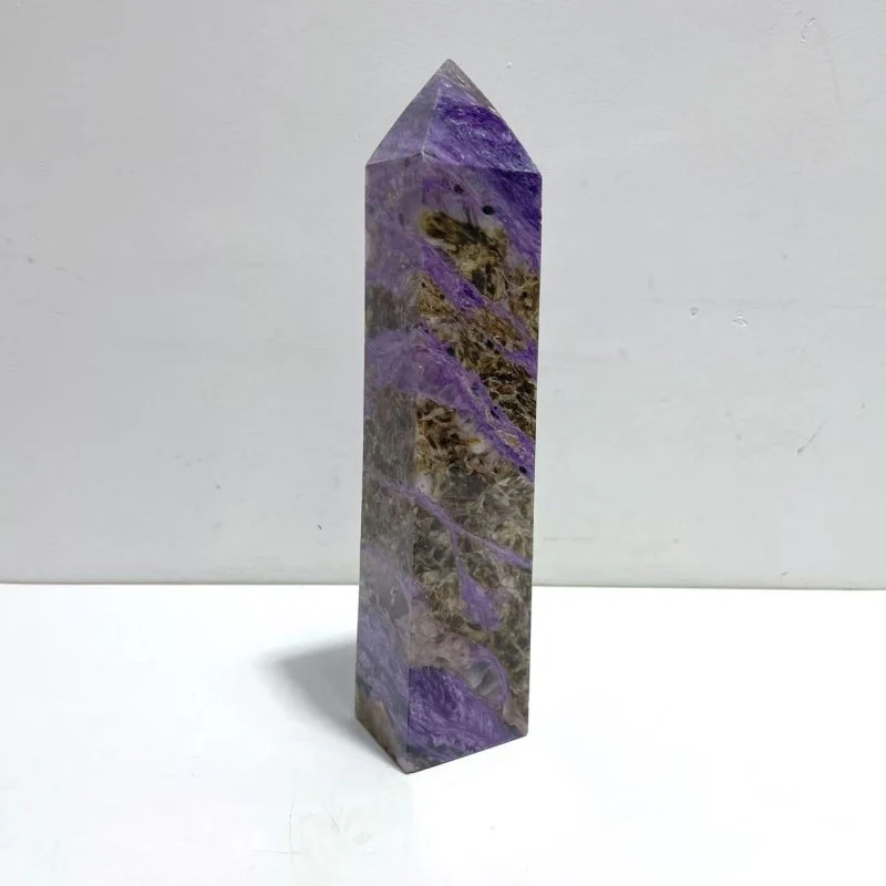 Unique Charoite Four-sided Tower For Collection #A04