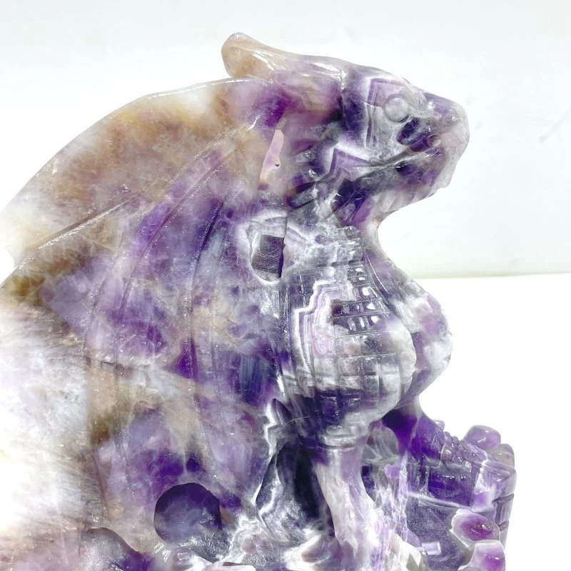 Unique Chevron Amethyst Flying Dragon Castle Carving - Image 5