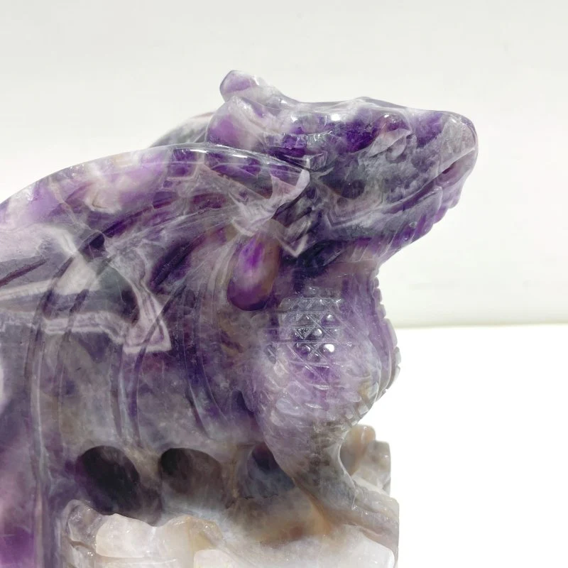 Unique Chevron Amethyst Flying Dragon Castle Carving - Image 4