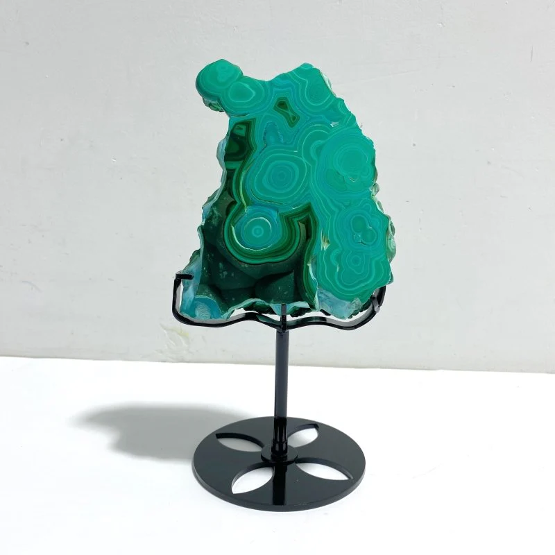 Unique Chrysocolla Mixed Malachite Specimen Raw Bottom With Stand