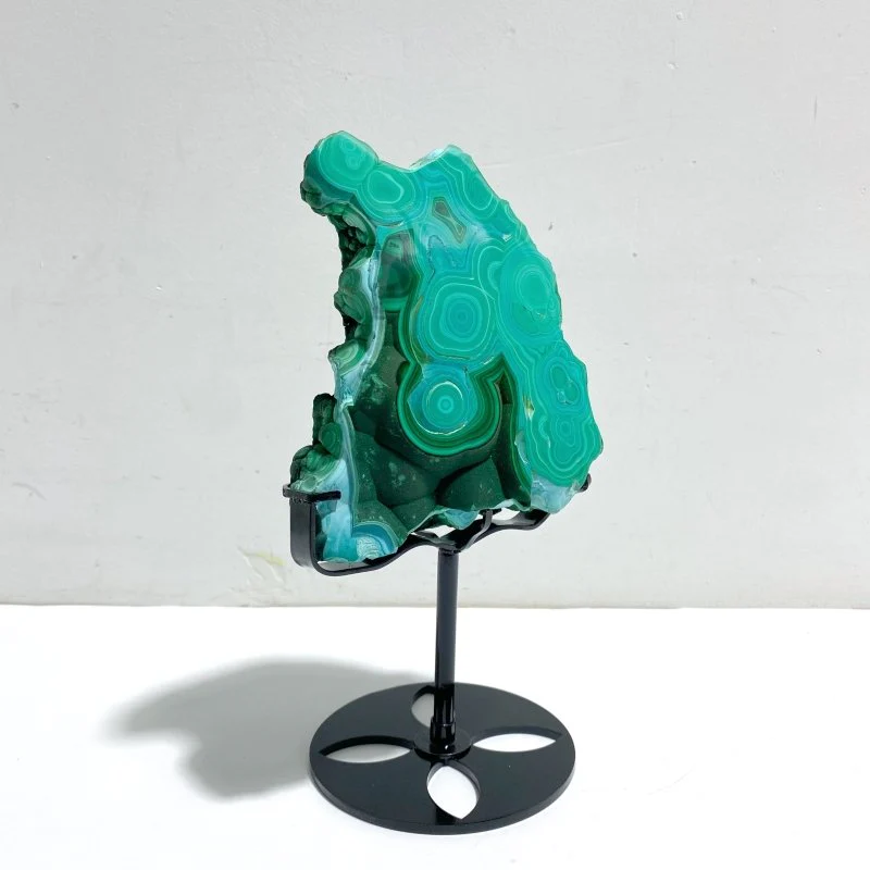 Unique Chrysocolla Mixed Malachite Specimen Raw Bottom With Stand - Image 2