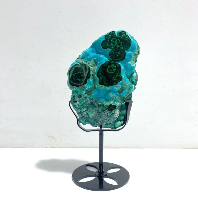 Unique Chrysocolla Mixed Malachite Specimen With Stand
