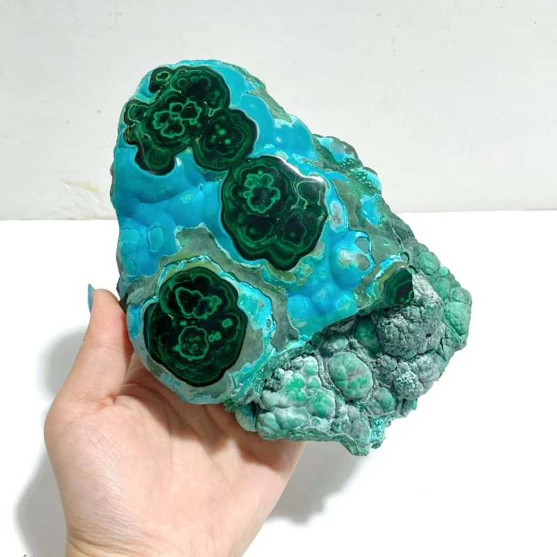 Unique Chrysocolla Mixed Malachite Specimen With Stand - Image 3