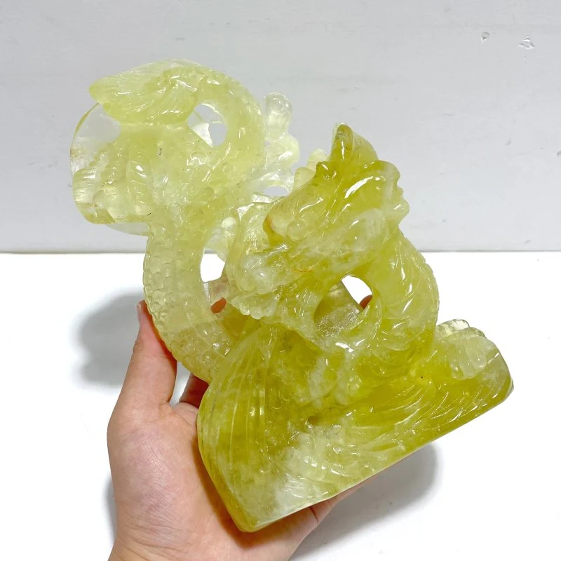Unique Citrine Dragon Absorbing Water Carving - Image 4