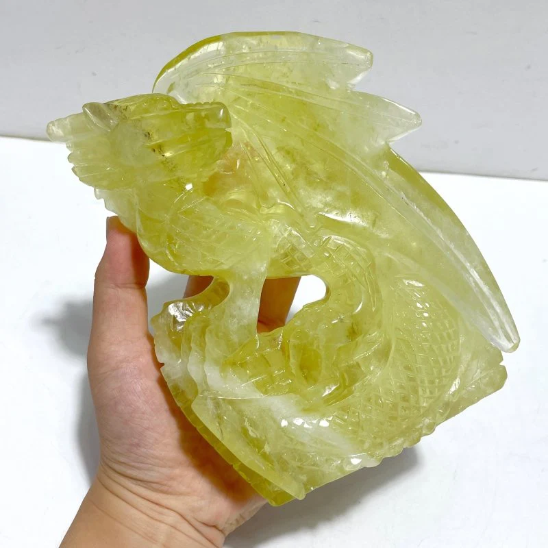 Unique Citrine Flying Dragon Castle Carving - Image 4