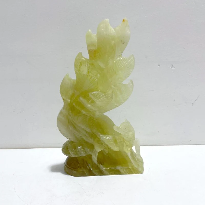 Unique Citrine Nine-tailed Fox Carving