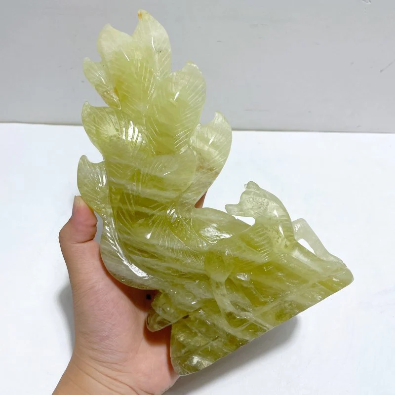 Unique Citrine Nine-tailed Fox Carving - Image 4