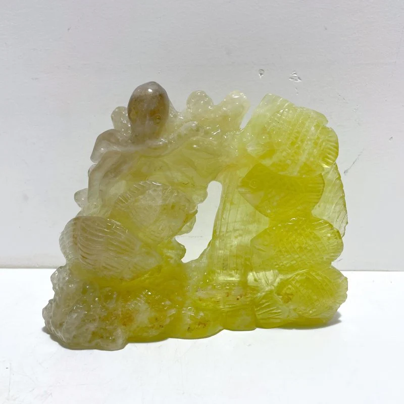 Unique Citrine Sea Animals Carving