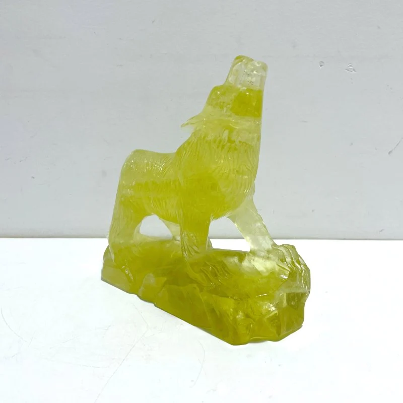 Unique Citrine Wolf Carving - Image 2