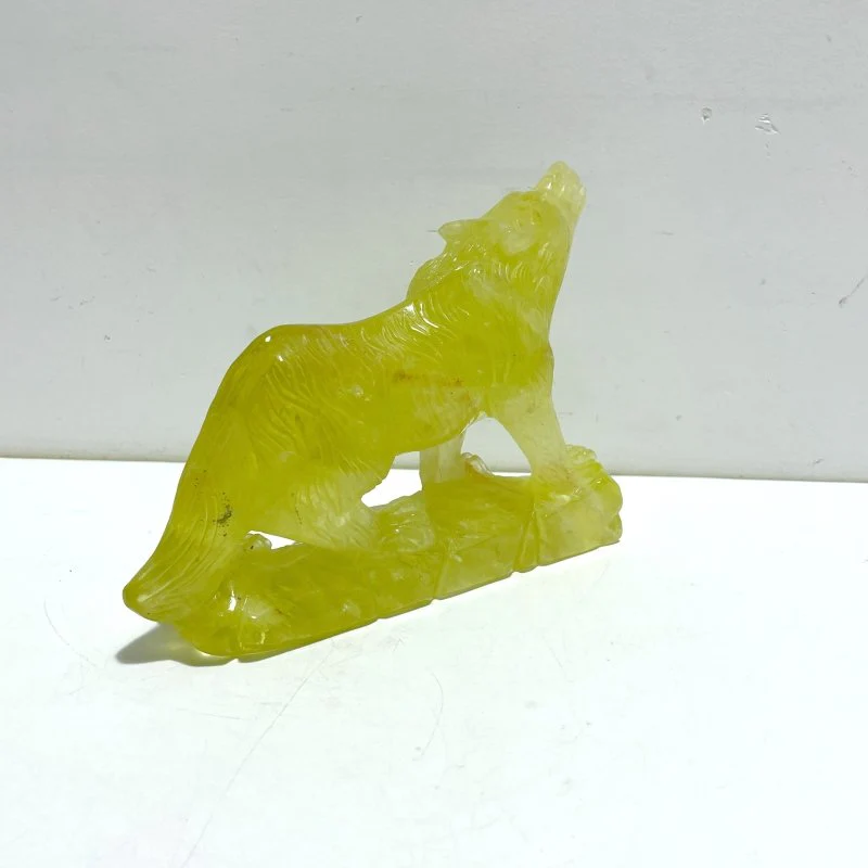 Unique Citrine Wolf Carving - Image 2