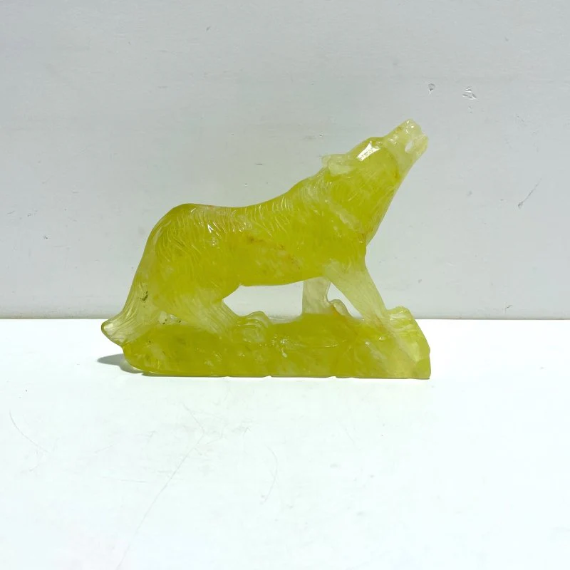 Unique Citrine Wolf Carving - Image 3