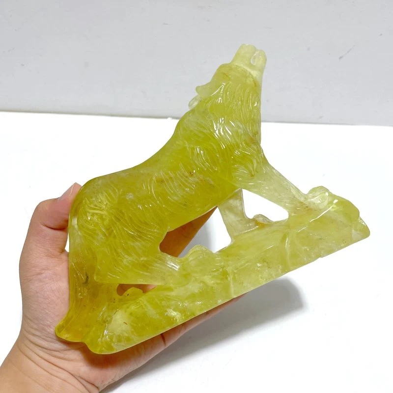 Unique Citrine Wolf Carving - Image 4