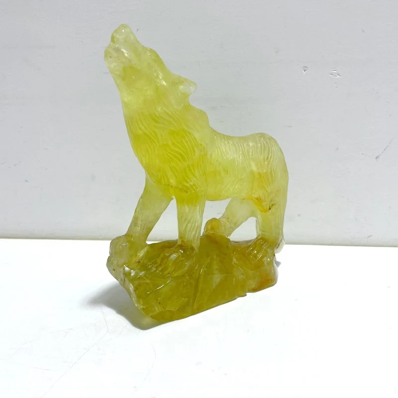 Unique Citrine Wolf Carving - Image 2