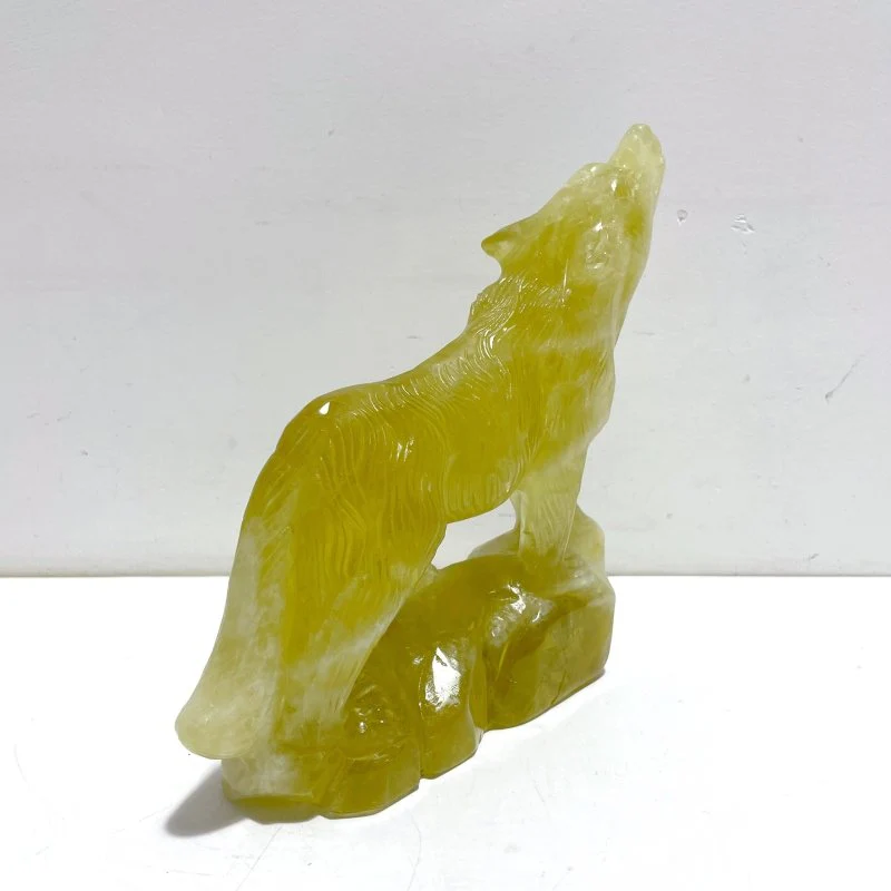Unique Citrine Wolf Carving - Image 2