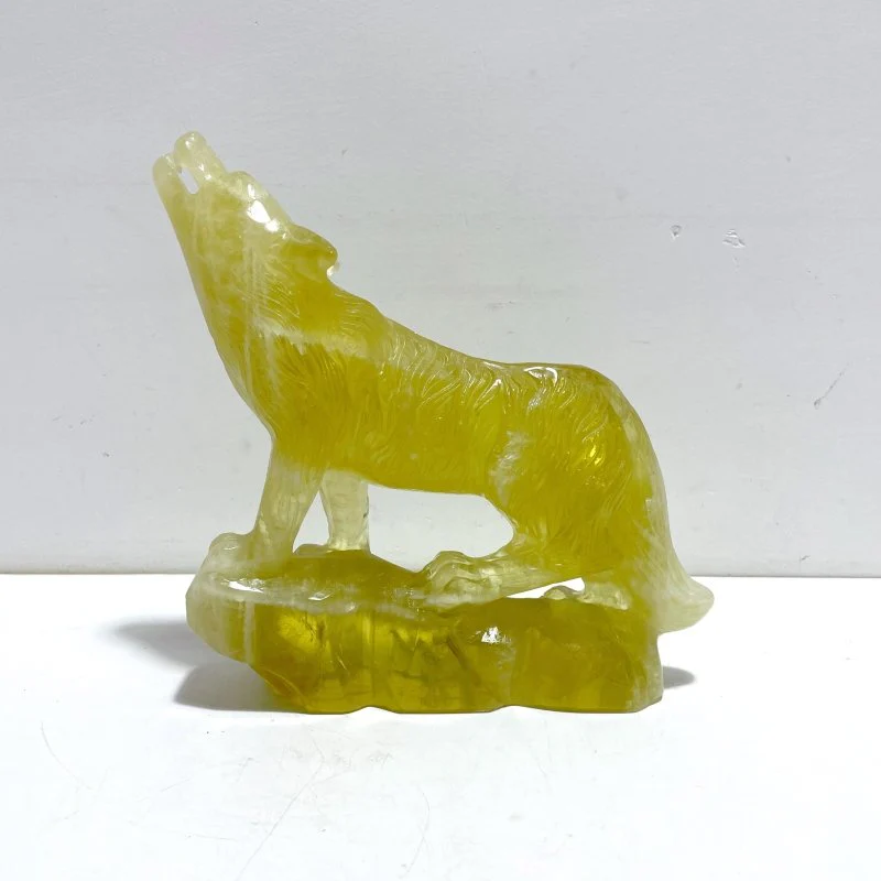 Unique Citrine Wolf Carving - Image 3