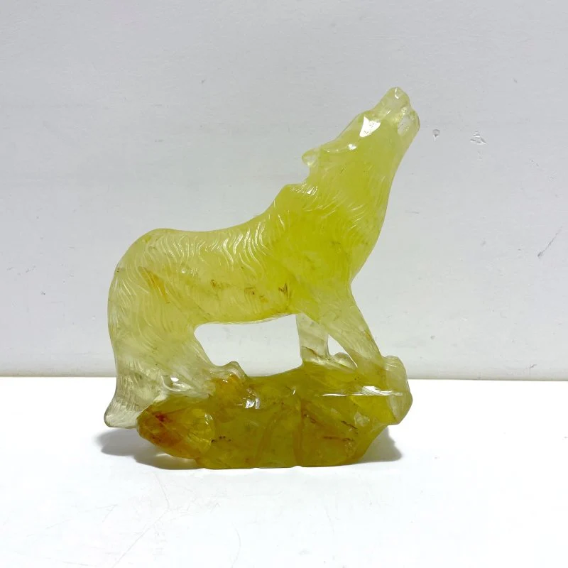 Unique Citrine Wolf Carving - Image 3