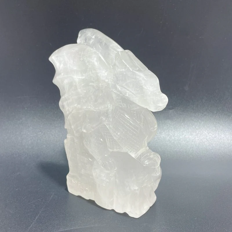 Unique Clear Quartz Flying Dragon Castle Carving #1 - Image 3