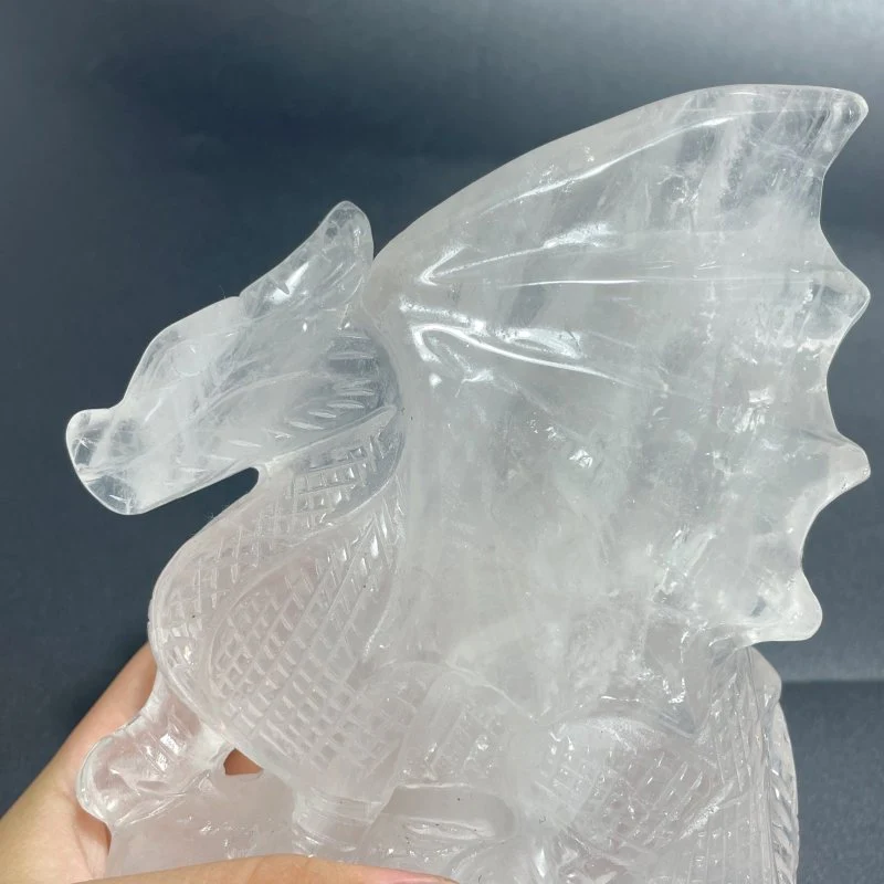 Unique Clear Quartz Flying Dragon Castle Carving #1 - Image 4
