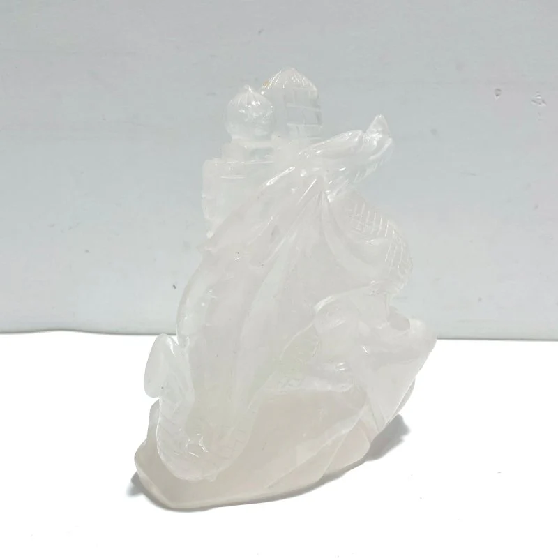 Unique Clear Quartz Flying Dragon Castle Carving - Image 2