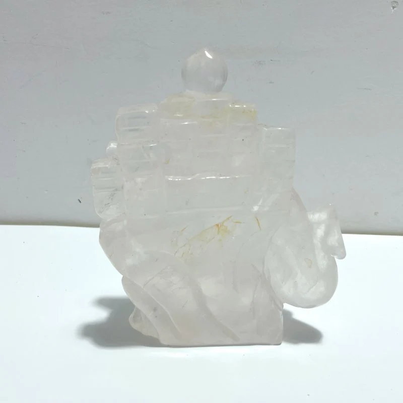 Unique Clear Quartz Flying Dragon Castle Carving - Image 3