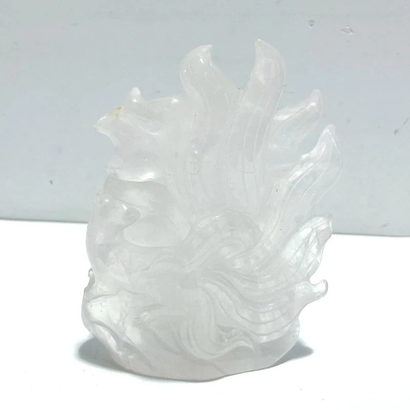 Unique Clear Quartz Nine-tailed Fox Carving