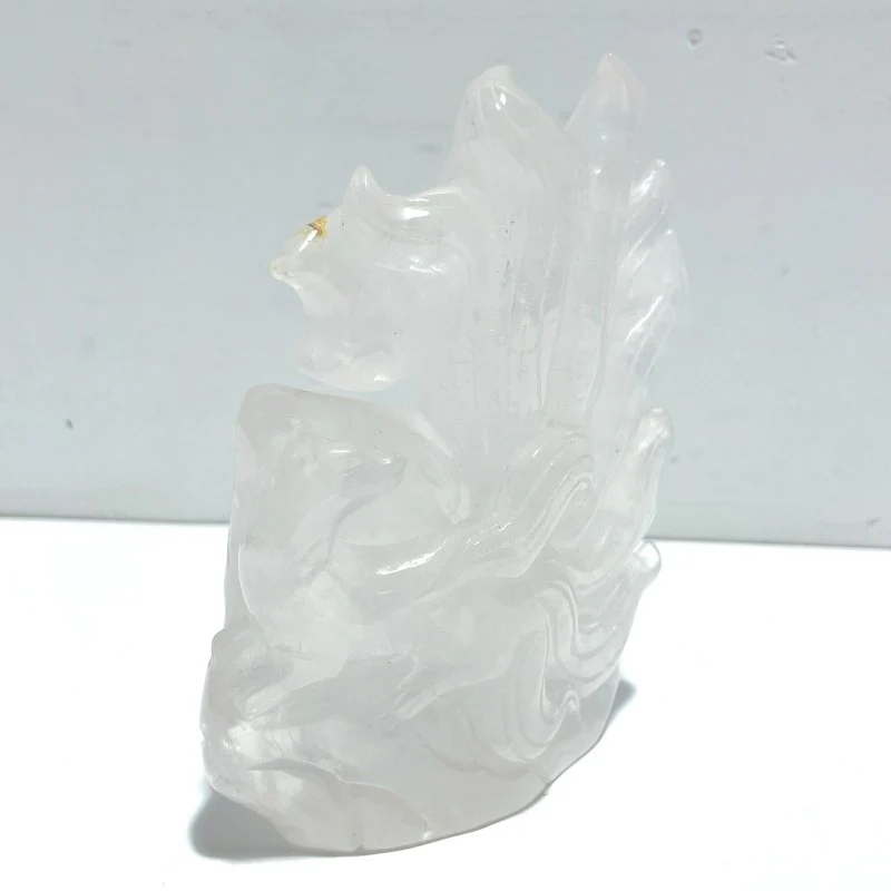 Unique Clear Quartz Nine-tailed Fox Carving - Image 2
