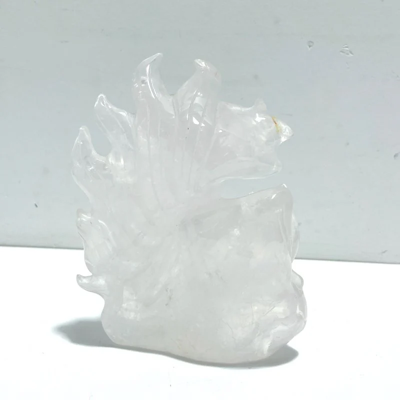 Unique Clear Quartz Nine-tailed Fox Carving - Image 3