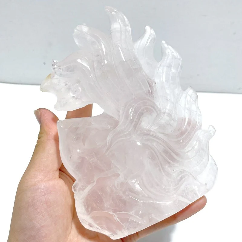 Unique Clear Quartz Nine-tailed Fox Carving - Image 4
