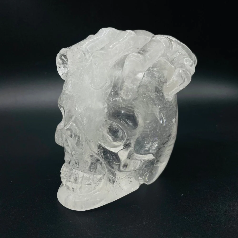 Unique Clear Quartz Skull With Hand Carving - Image 3