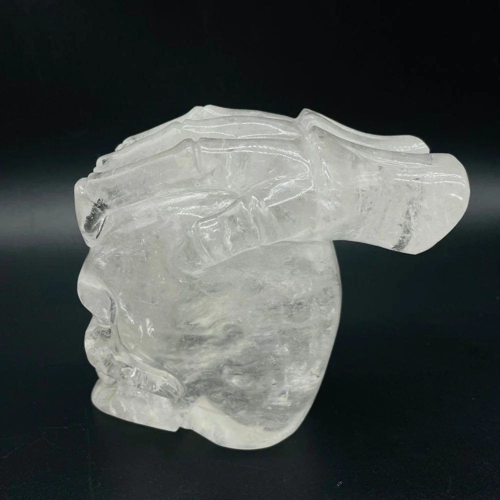 Unique Clear Quartz Skull With Hand Carving - Image 4