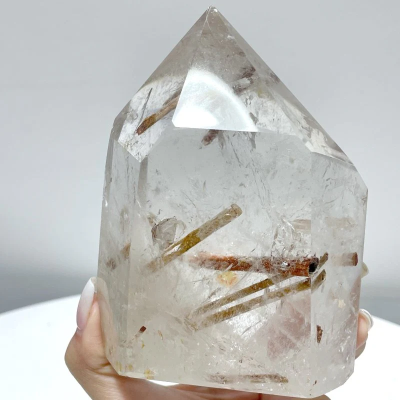 4 Pieces Clear Quartz With White Mica Tower - Image 5