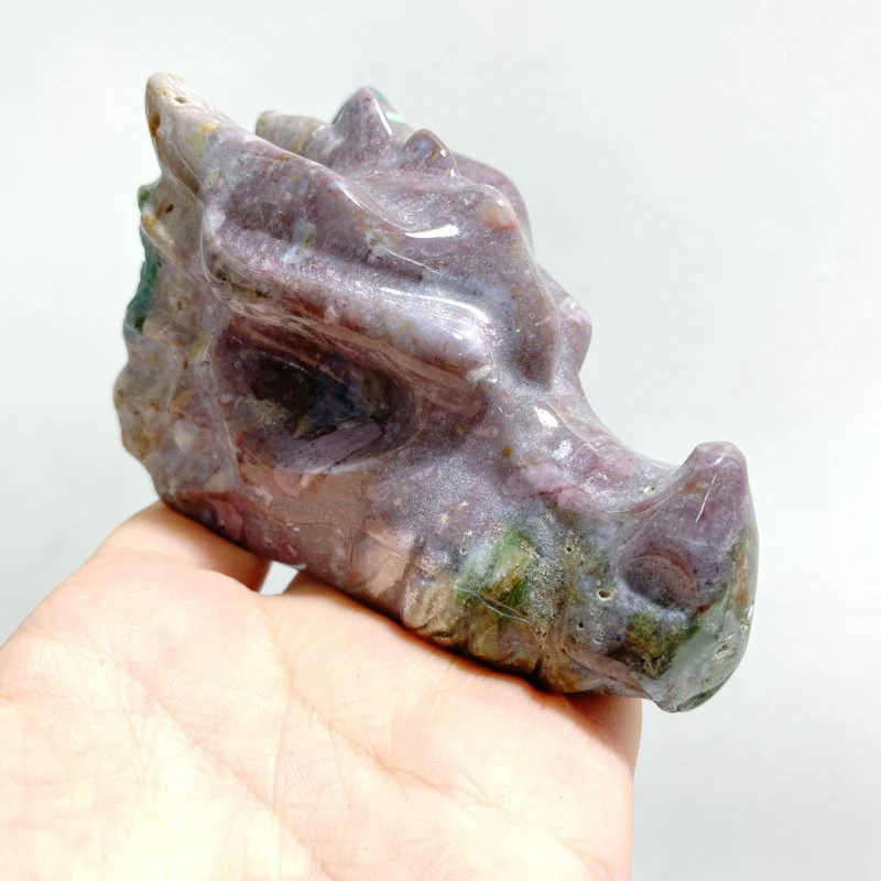 6 Pieces Ocean Jasper Dragon Head Carving - Image 3