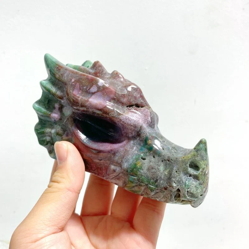 6 Pieces Ocean Jasper Dragon Head Carving - Image 4