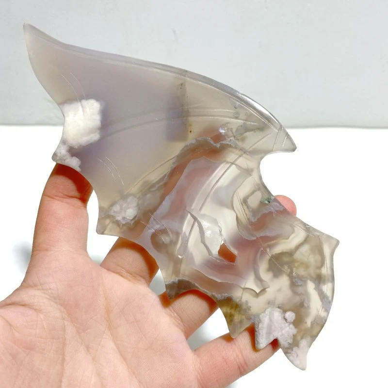 Unique Agate Demon And Angel Wing Carving With Stand - Image 3