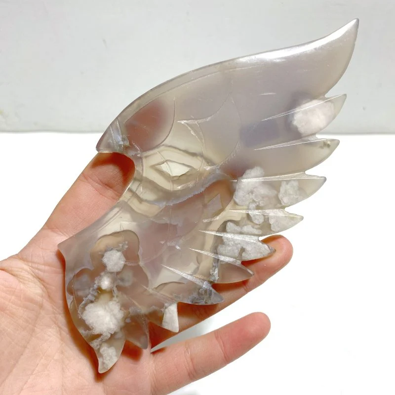 Unique Agate Demon And Angel Wing Carving With Stand - Image 4
