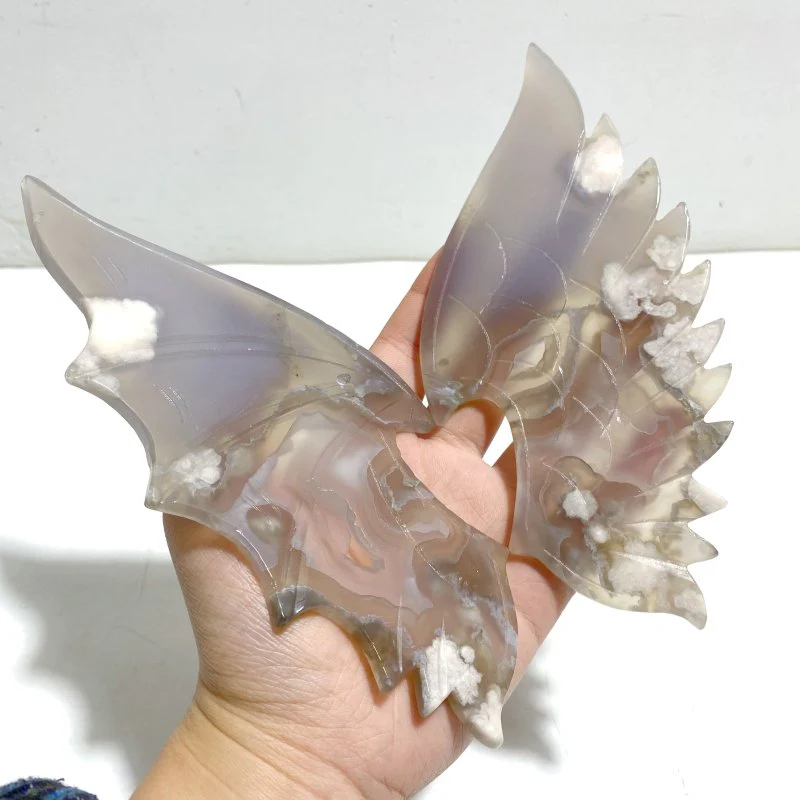 Unique Agate Demon And Angel Wing Carving With Stand - Image 5