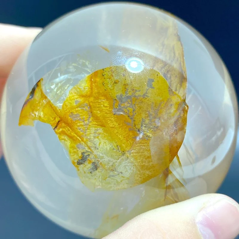 Unique Hematoid Quartz Dentritic Quartz Golden Fire Quartz Sphere With Rainbow For Collection - Image 3
