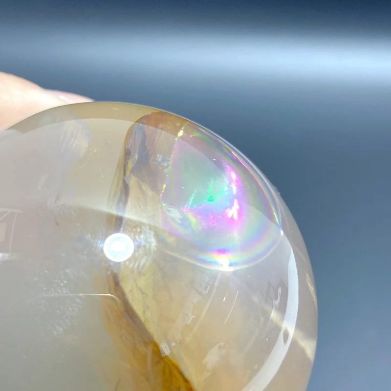 Unique Hematoid Quartz Dentritic Quartz Golden Fire Quartz Sphere With Rainbow For Collection - Image 6