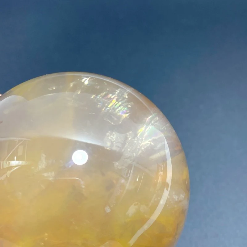 Unique Hematoid Quartz Dentritic Quartz Golden Fire Quartz Sphere With Rainbow For Collection - Image 7