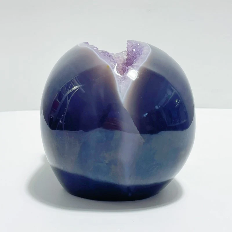 Unique Druzy Geode Amethyst Mixed Agate Large Skull Carving - Image 6