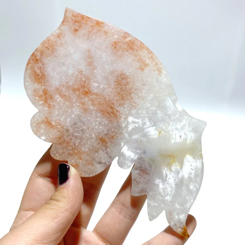 Unique Fire Quartz Butterfly Wing Carving With Stand - Image 3