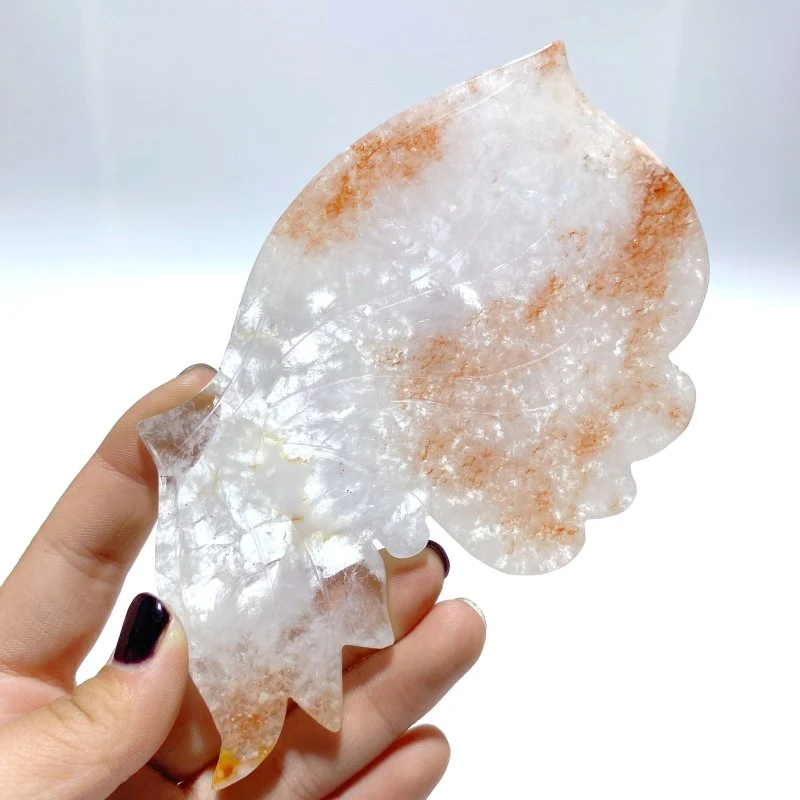 Unique Fire Quartz Butterfly Wing Carving With Stand - Image 4