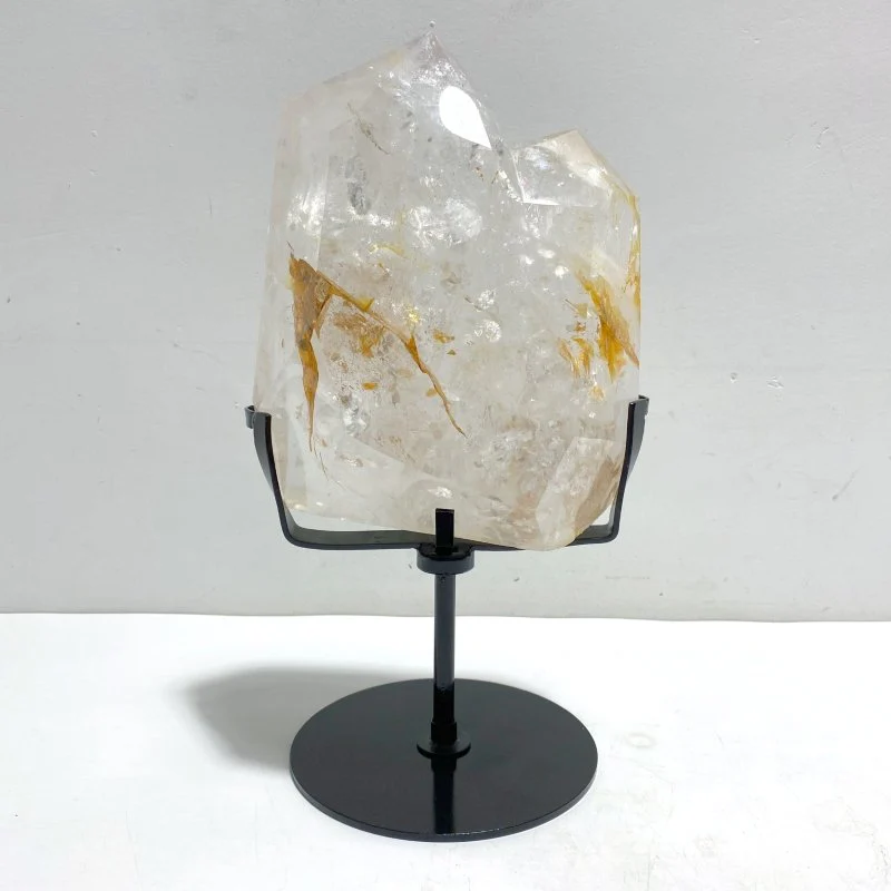 Unique Fire Quartz Dentritic Quartz Double Point With Rainbow With Stand