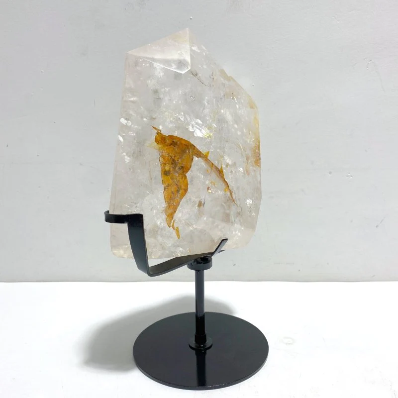 Unique Fire Quartz Dentritic Quartz Double Point With Rainbow With Stand - Image 2