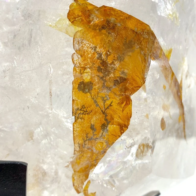 Unique Fire Quartz Dentritic Quartz Double Point With Rainbow With Stand - Image 3