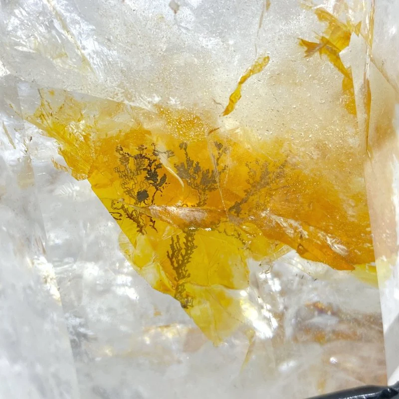Unique Fire Quartz Dentritic Quartz Double Point With Rainbow With Stand - Image 4