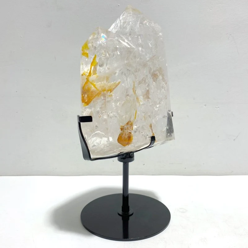 Unique Fire Quartz Dentritic Quartz Double Point With Rainbow With Stand - Image 8