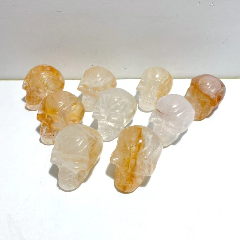 9 Pieces Hematoid Quartz Golden Fire Quartz Skull Carving