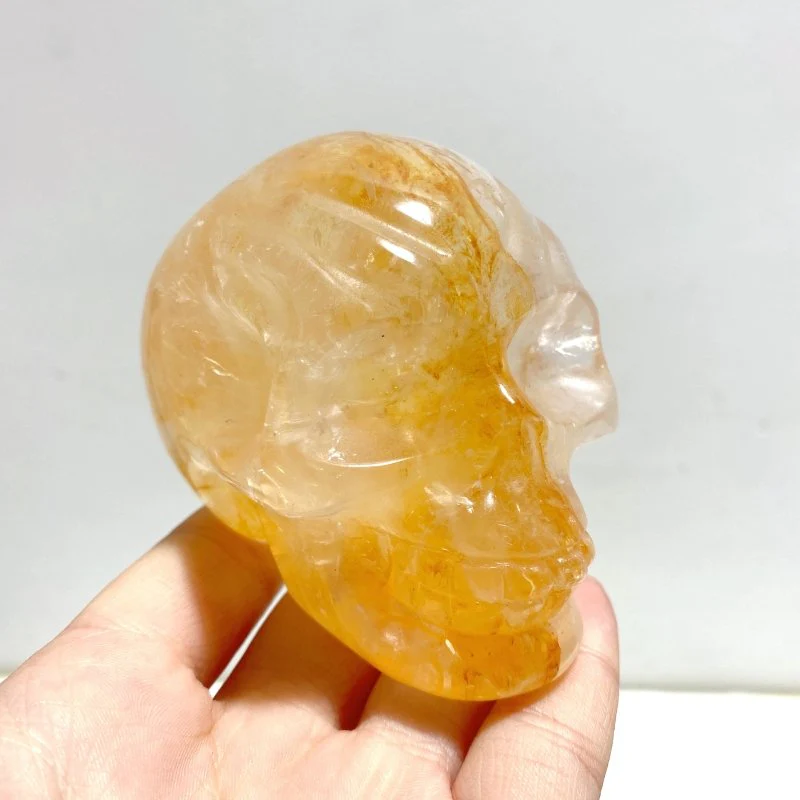 9 Pieces Hematoid Quartz Golden Fire Quartz Skull Carving - Image 2